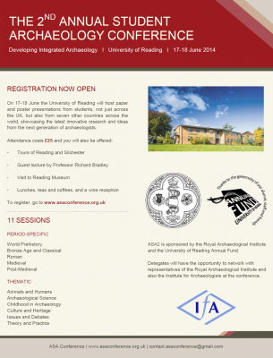 <b>Figure 6.</b> <i>Poster for registration and programme of ASA2</i> (Image Copyright: Annual Student Archaeology conference).
